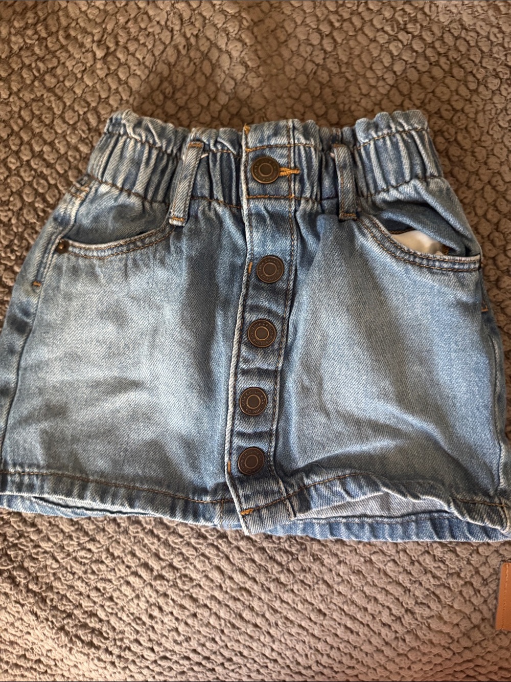 Denim Button-Front Kids Skort in Light Blue